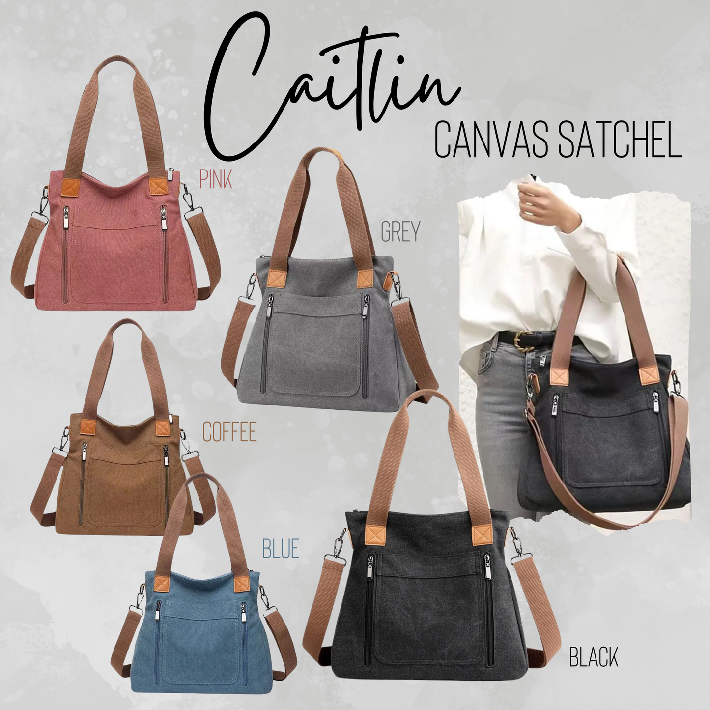 Caitlin - Canvas Satchel - PREORDER