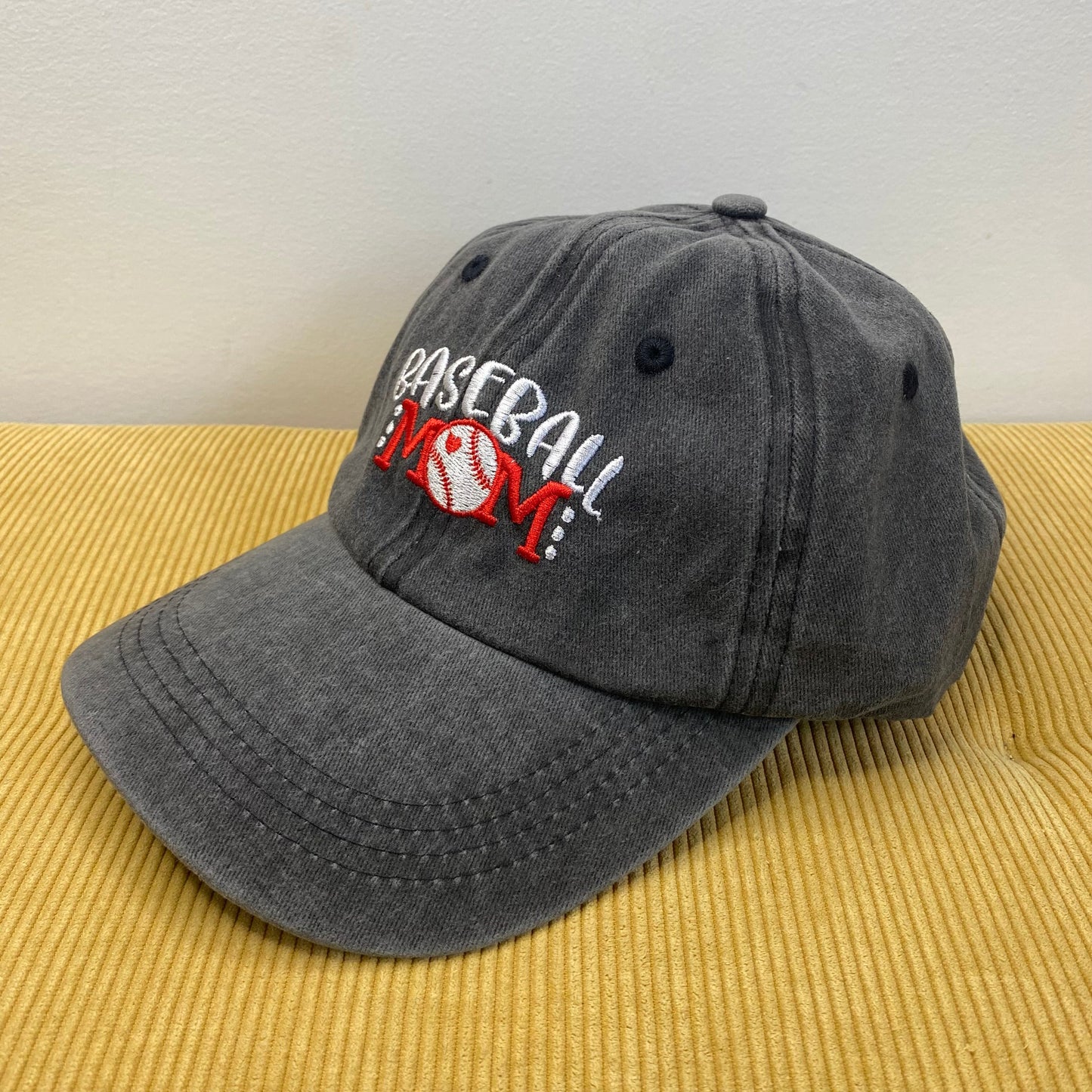 Hat - Baseball Mom - Dark Grey with Red Letters