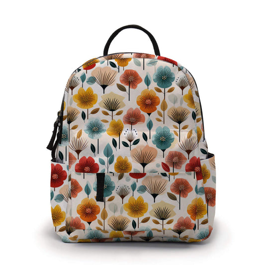 Mini Backpack - Floral Blooms Red Orange Blue